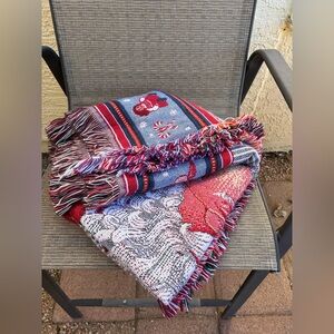 Festive Red and Blue Holiday Santa Throw Blanket